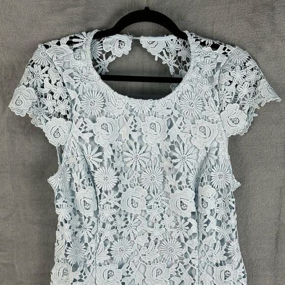 Lulus Dress Womens Large Light Blue Lace Romance Language Open Back Whimsy Party - Picture 2 of 13
